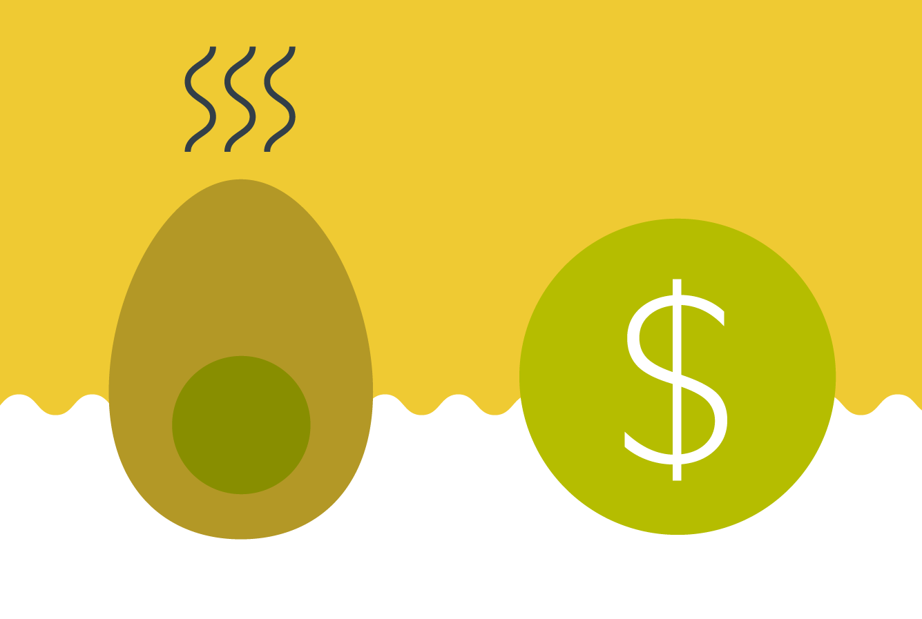 boiled egg with money icon