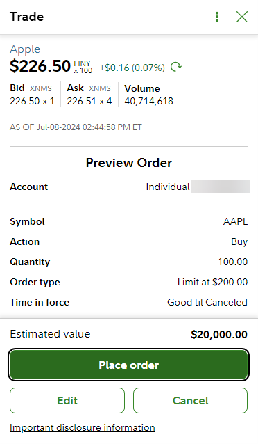 Stocks How do I Preview Order screenshot