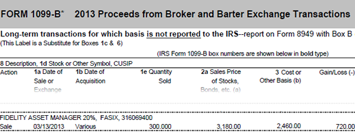 for year 2013 tax 1099 form 1099 B Form