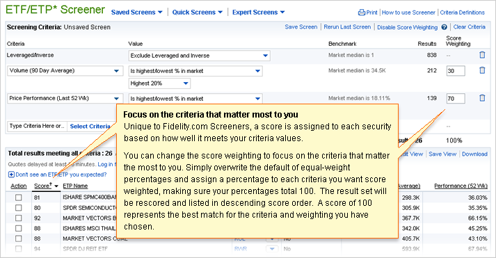 A sample page highlighting how to set values for selected criteria and how the number of results are shown.