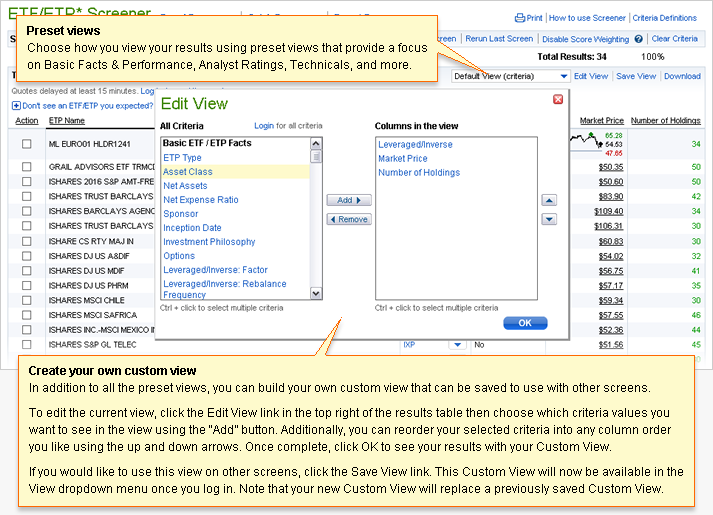 A sample page highlighting the ability to compare any ETF/ETP you choose to the current screen.